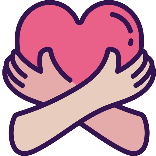 Bras autour d'un cœur. Bienveillance, amour, douceur